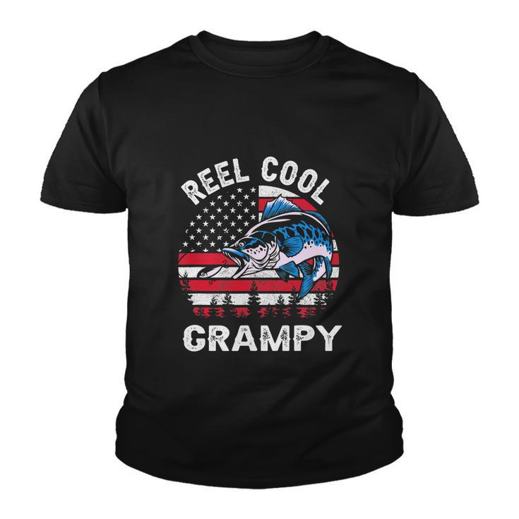 Flag Vintage Reel Cool Grampy Fishing For 4Th Of July Youth T-shirt