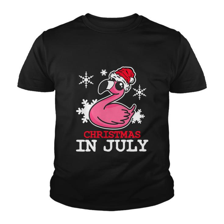 Flamingo Funny Christmas In July Santa Hat Youth T-shirt