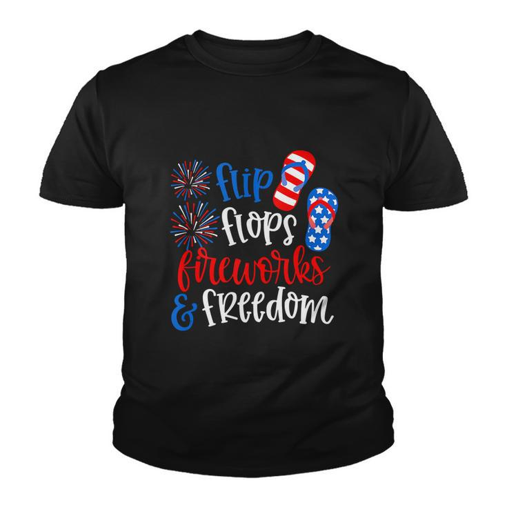 Flip Flops Fireworks Funny 4Th Of July Us Flag Youth T-shirt