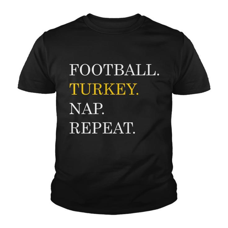 Football Turkey Nap Repeat Thanksgiving Youth T-shirt