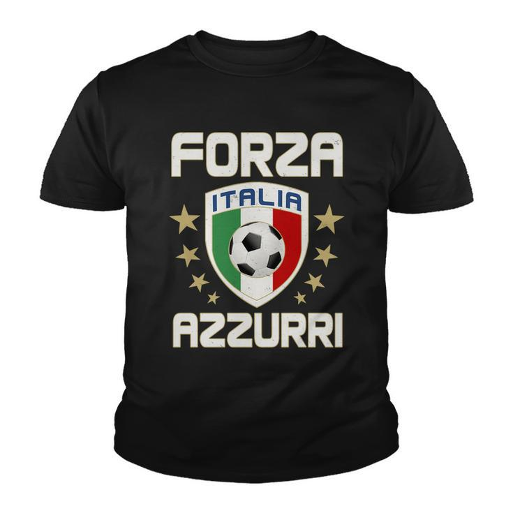 Forza Azzurri Italia Italy Shield Logo Soccer Team Youth T-shirt
