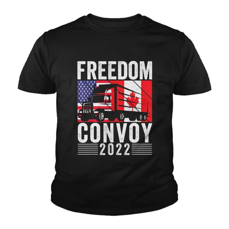 Freedom Convoy 2022 American Canadian Flag Tshirt Youth T-shirt
