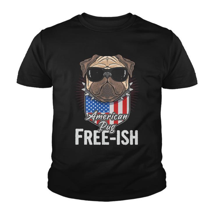 Freeish American Pug Dog Sunglasses Cute Funny 4Th Of July Independence Day Youth T-shirt