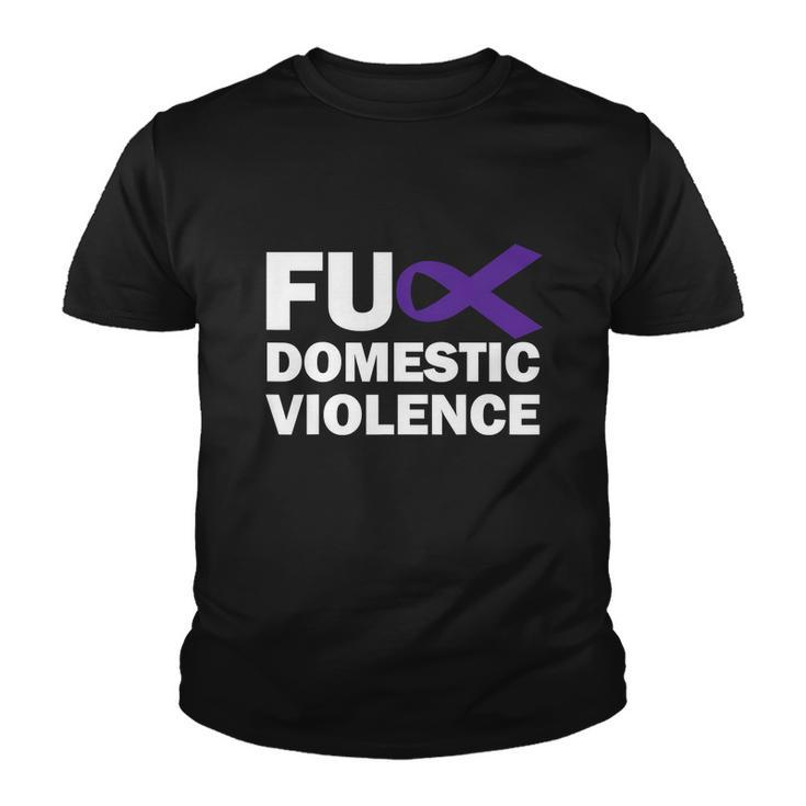 Fuck Domestic Violence Purple Ribbon Domestic Violence Youth T-shirt