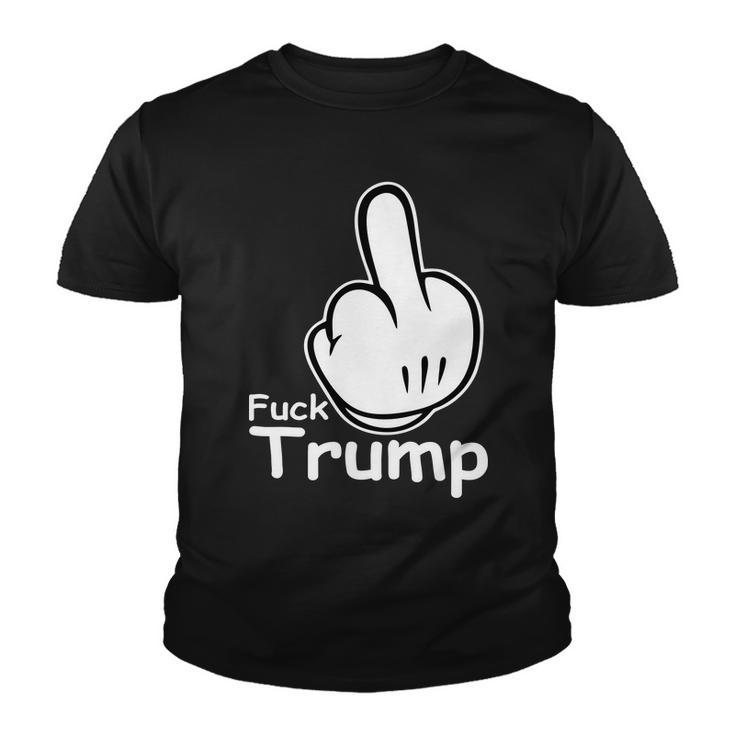 Fuck Trump Cartoon Middle Finger Resist Anti Trump Tshirt Youth T-shirt