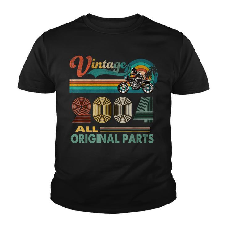 Funny 18Th Birthday Gifts Vintage Retro Motorcycle Born 2004  Youth T-shirt