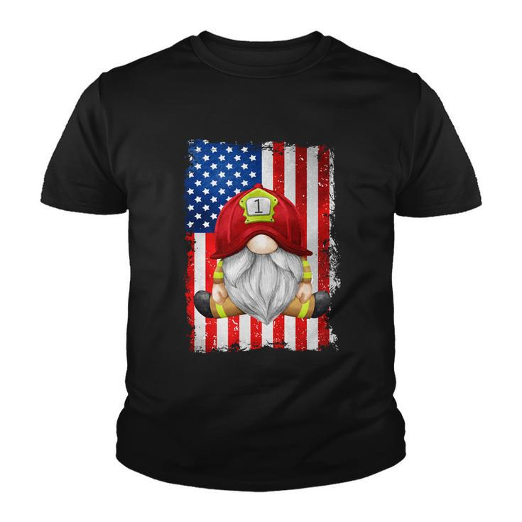 Funny 4Th Of July Gnome Patriotic American Flag Firefighter Gift Youth T-shirt