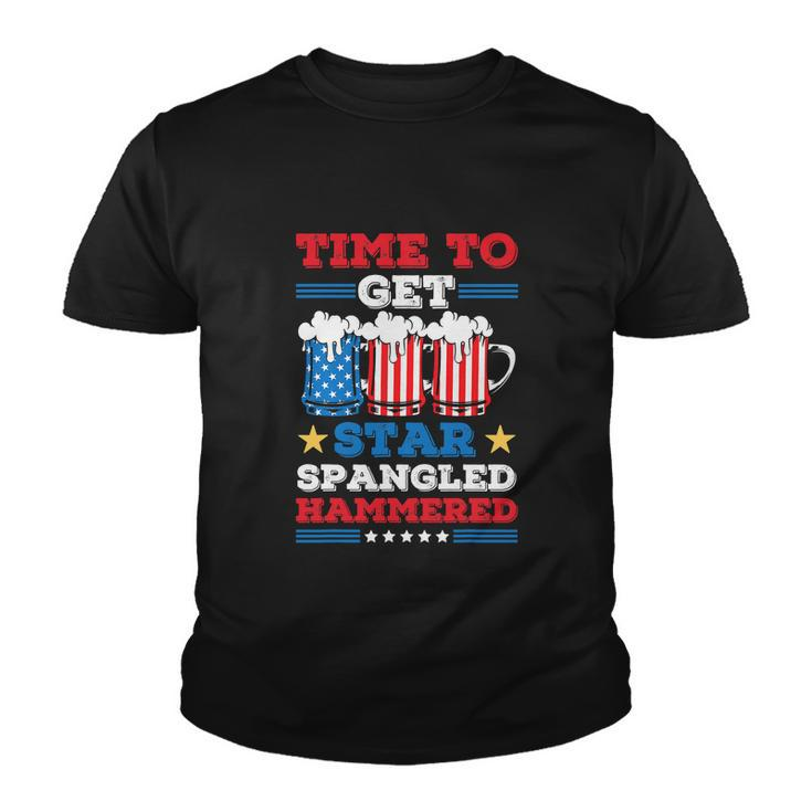 Funny 4Th Of July Time To Get Star Spangled Hammered Youth T-shirt