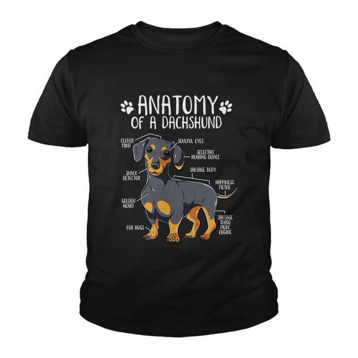 Funny Anatomy Dachshund Wiener Dog Cute Doxie Lover Great Gift Youth T-shirt