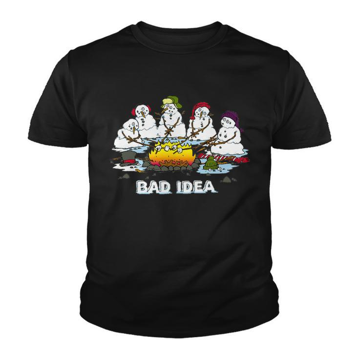 Funny Bad Idea - Snowman Melting Christmas Tshirt Youth T-shirt