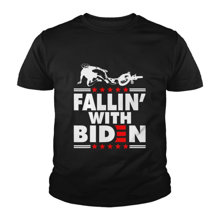 Funny Biden Falls Off Bike Joe Biden Fallin With Biden Youth T-shirt