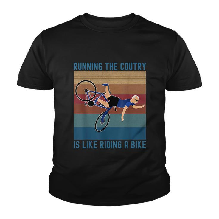 Funny Biden Falls Off Bike Running The Country Like Riding A Bike V3 Youth T-shirt
