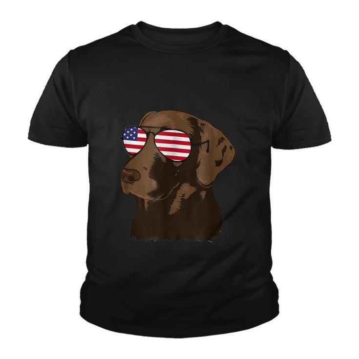 Funny Chocolate Lab American Flag Dog 4Th Of July Youth T-shirt