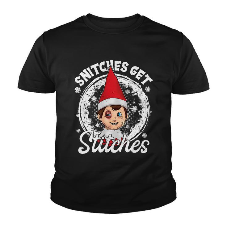 Funny Christmas Snitches Get Stitches Tshirt Youth T-shirt
