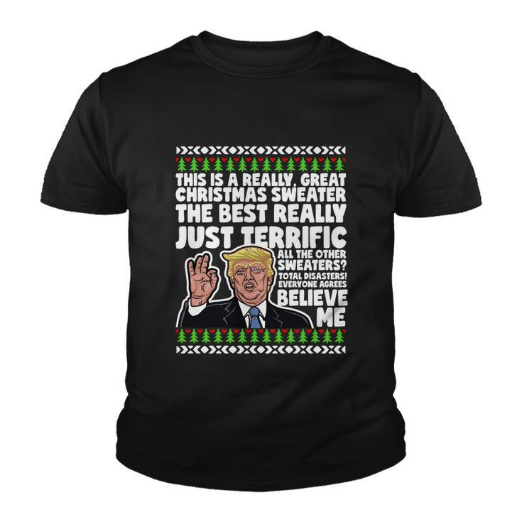 Funny Donald Trump Ugly Christmas Sweater Parody Speech Gift Youth T-shirt
