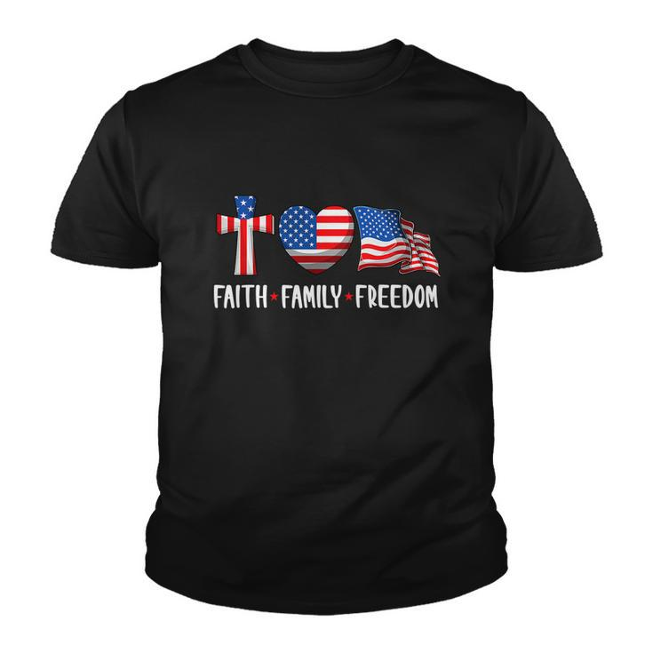 Funny Faith Family Freedom Christian 4Th Of July Youth T-shirt