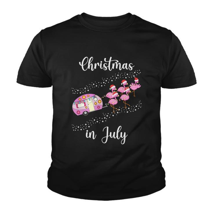 Funny Flamingo Pink Retro Camping Car Christmas In July Great Gift Youth T-shirt