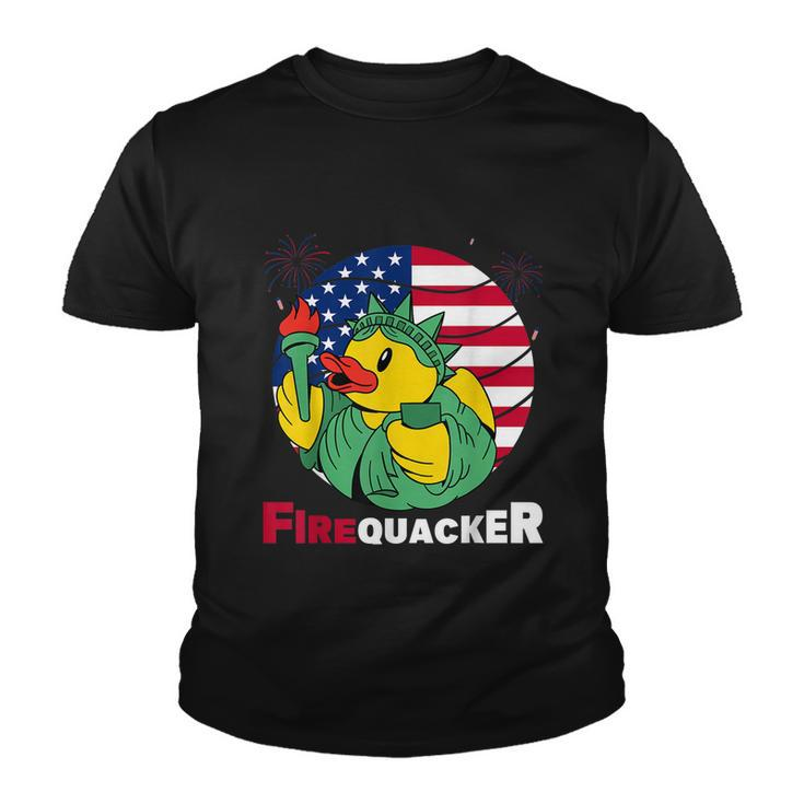 Funny Fourth Of July Usa Patriotic Firecracker Rubber Duck Funny Gift Youth T-shirt