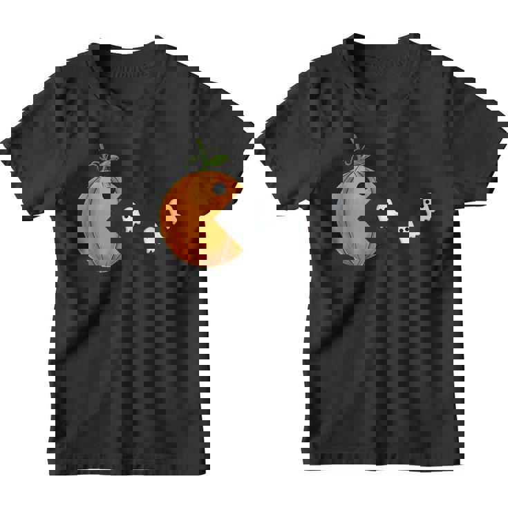 Funny Halloween Gamer Pumpkin Eating Ghost Gaming Costume Youth T-shirt