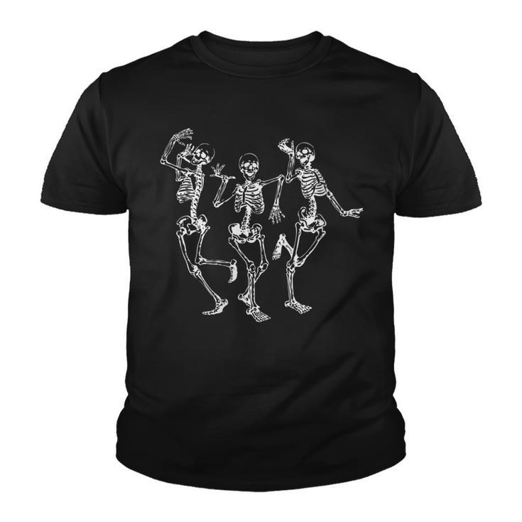 Funny Halloween Spooky Bones Skull Dancing Skeleton   Youth T-shirt