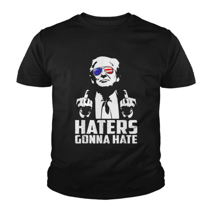 Funny Haters Gonna Hate President Donald Trump Middle Finger Youth T-shirt