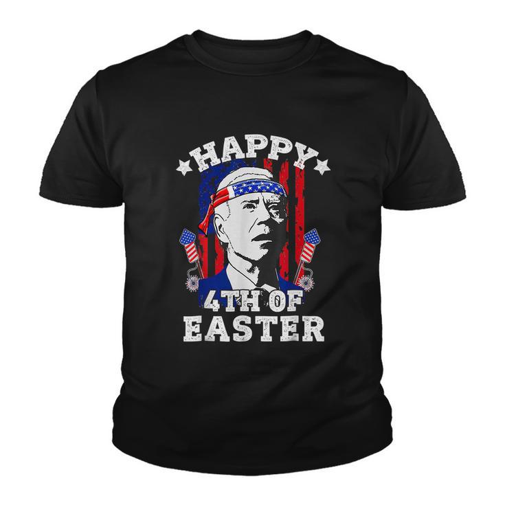 Funny Joe Biden Happy 4Th Of Easter American Flag Hunt Egg Tshirt Youth T-shirt