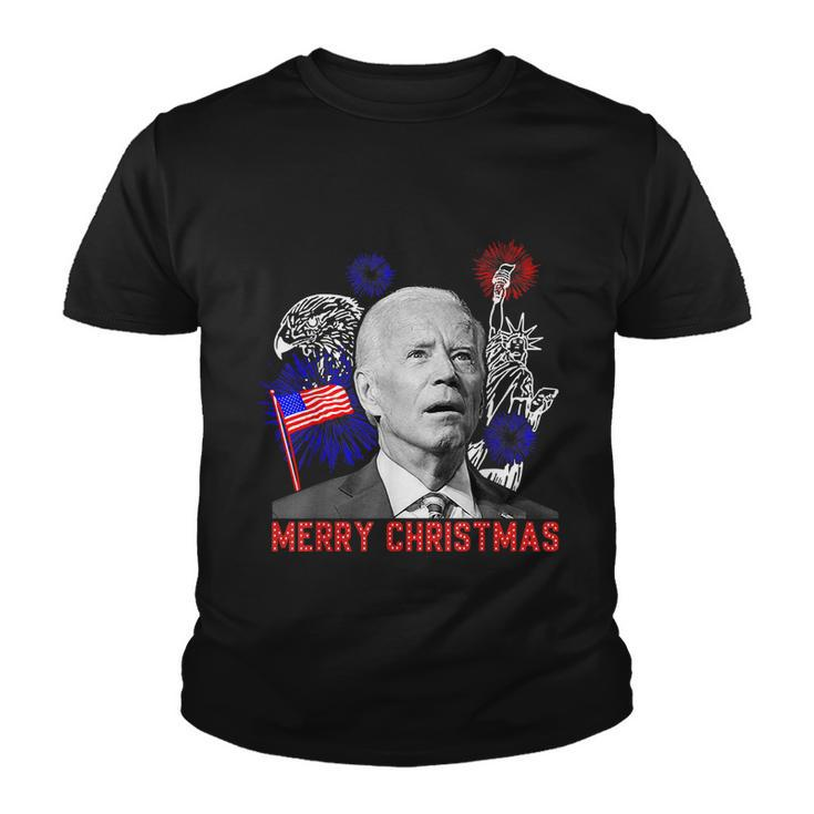 Funny Joe Biden Happy Christmas In July Usa Flag V2 Youth T-shirt