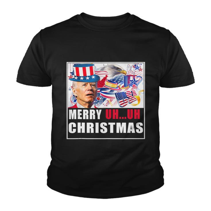 Funny Joe Biden Happy Christmas In July Usa Flag Youth T-shirt