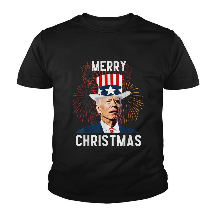 Funny Joe Biden Merry Christmas For Fourth Of July Tshirt Youth T-shirt