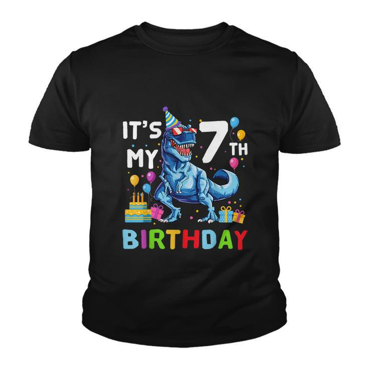 Funny Kids Its My 7Th Birthday Gift Happy 7 Year Trex Gift Youth T-shirt