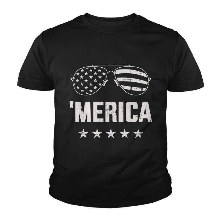 Funny Merica With Sunglasses And Flag For 4Th Of July Youth T-shirt