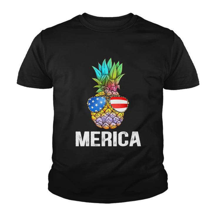 Funny Patriotic Pineapple 4Th Of July America Usa Flag Youth T-shirt