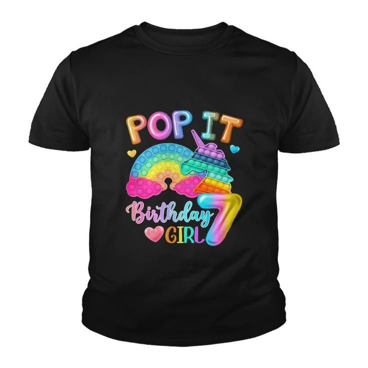 Funny Pop It Birthday Girl For 7 Year Old Girls Unicorn Party Youth T-shirt