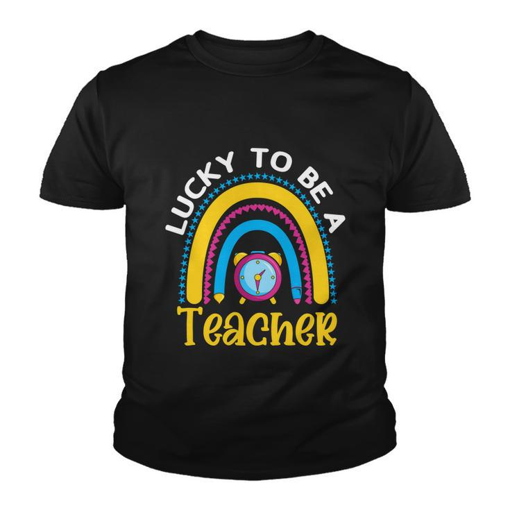 Funny Rainbow Lucky To Be A Teacher Back To School Youth T-shirt