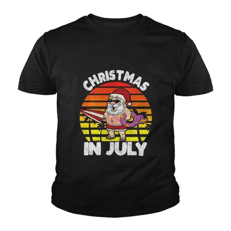 Funny Retro Christmas In July Santa Hawaiian Summer Youth T-shirt
