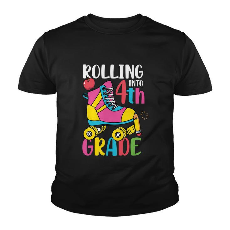 Funny Rolling Into 4Th Grade Back To School Gift Youth T-shirt