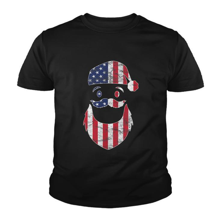 Funny Santa Claus Face American Flag Christmas For 4Th Of Flag Youth T-shirt