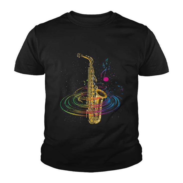 Funny Sax Player Gift Funny Idea Saxophonist Music Notes Saxophone Gift Tshirt Youth T-shirt