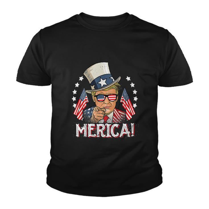 Funny Trump Merica 4Th Of July American Flag Youth T-shirt