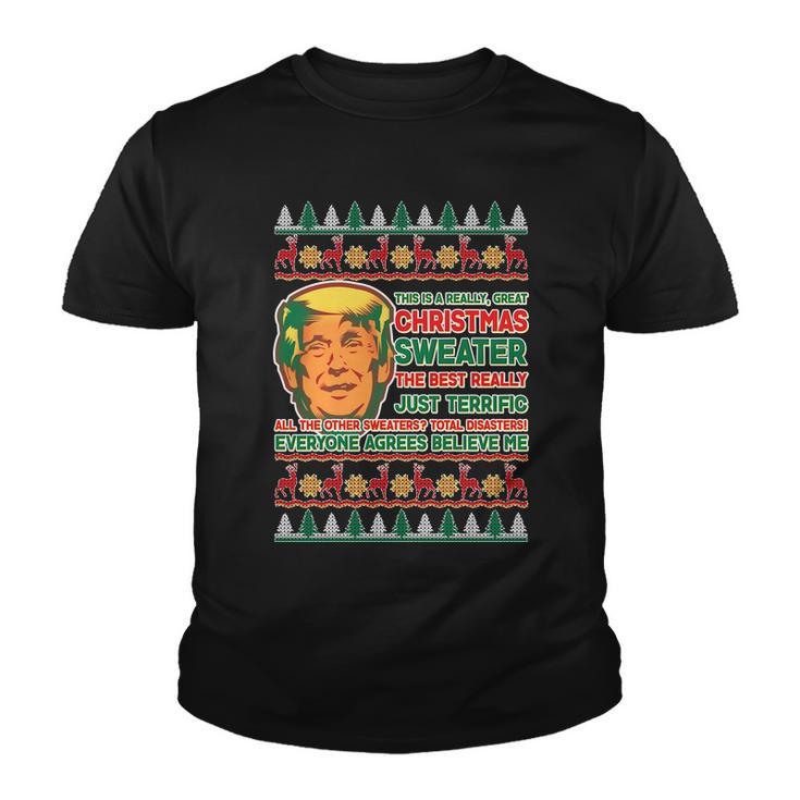 Funny Trump Ugly Christmas Sweater Youth T-shirt