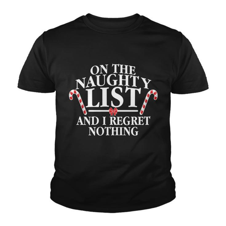 Funny X-Mas On The Naughty List I Regret Nothing Tshirt Youth T-shirt