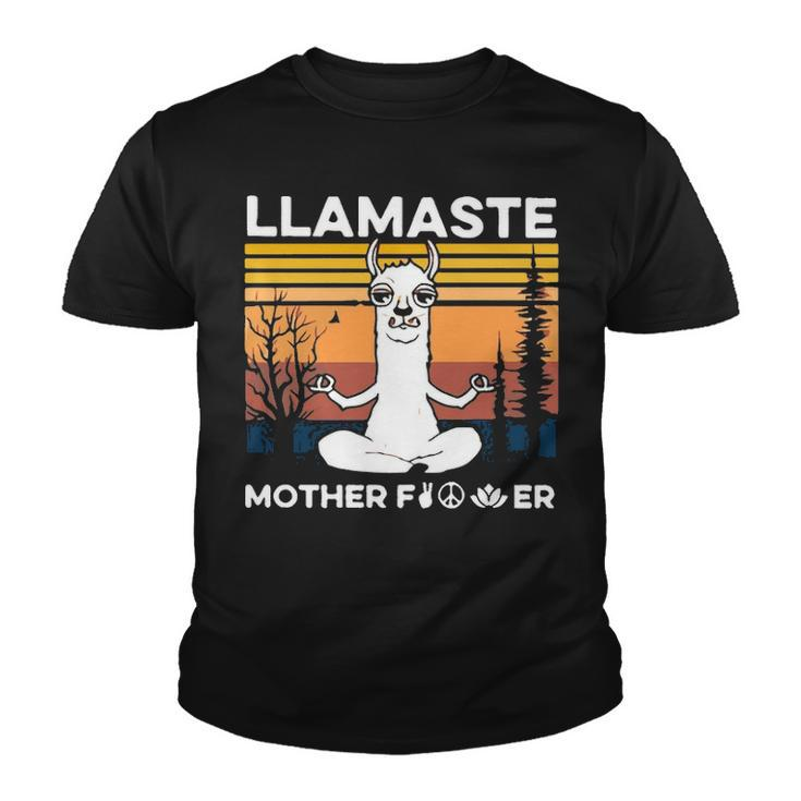Funny Yoga Llamaste Mother Fvcker Retro Vintage Mans Youth T-shirt