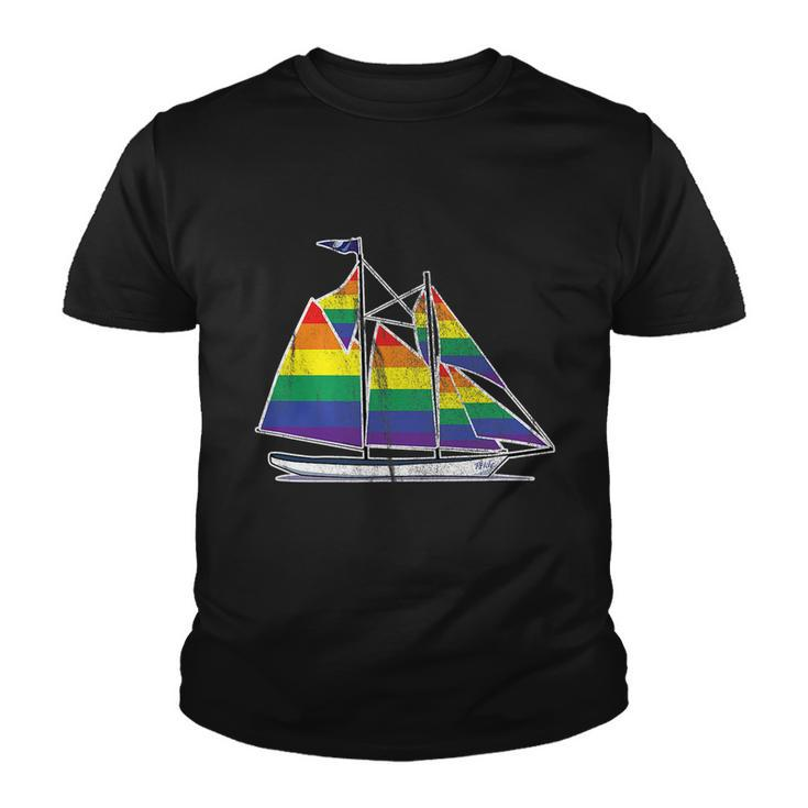 Gay Pride Sailboat Lgbt Lgbtq Rainbow Flag Youth T-shirt
