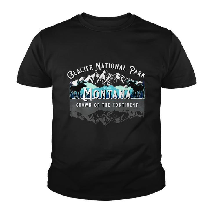 Glacier National Park Montana Moose Hiking Camping Souvenir Youth T-shirt