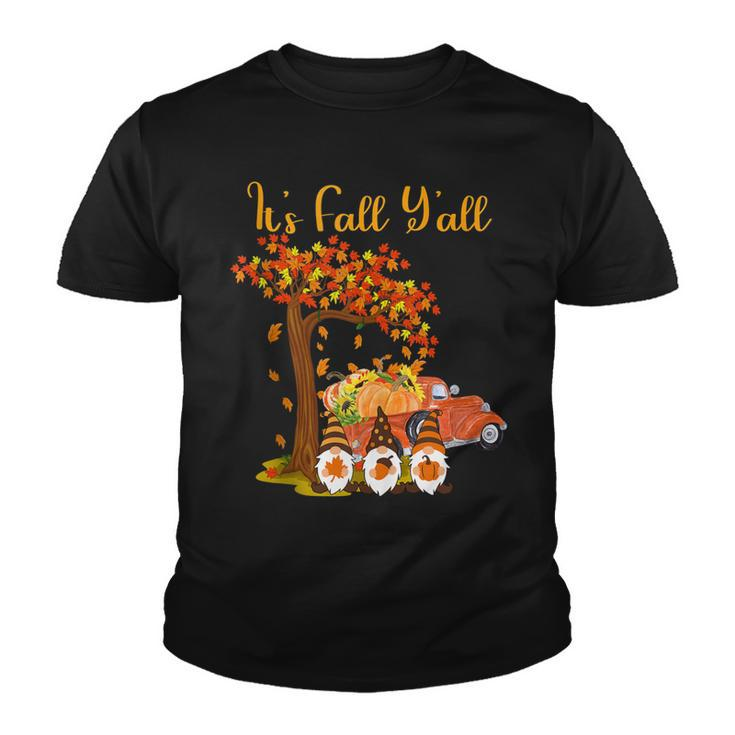 Gnomes Its Fall Yall Truck Pumpkin Tree Autumn Halloween  Youth T-shirt