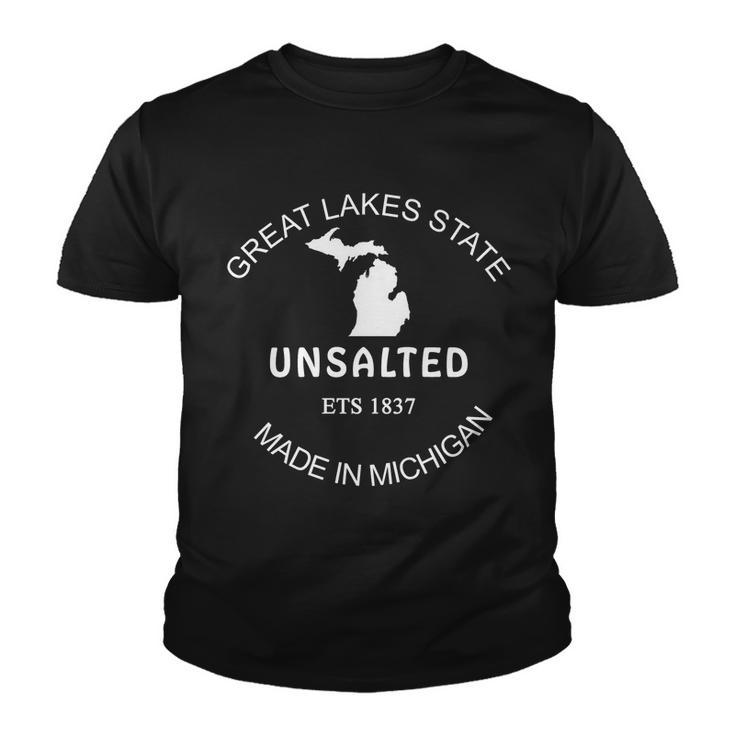 Great Lakes State Unsalted Est 1837 Made In Michigan Youth T-shirt