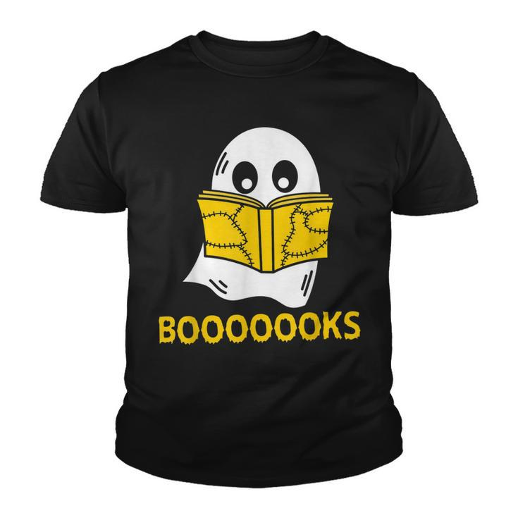 Halloween Booooks Ghost Reading Boo Read Books Library  V4 Youth T-shirt