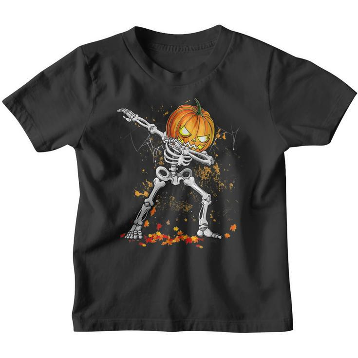 Halloween Boys Dabbing Skeleton Scary Pumpkin Jack O Lantern  V12 Youth T-shirt