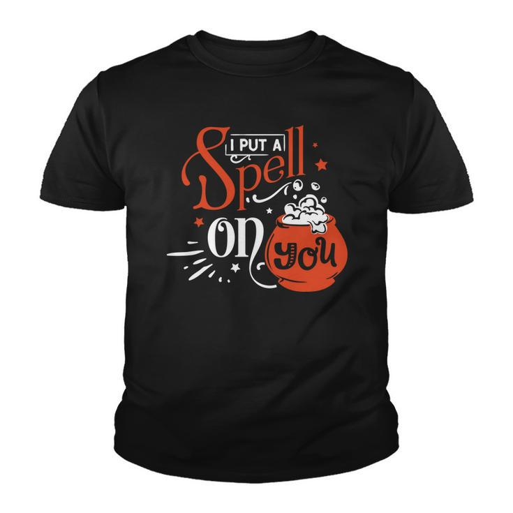 Halloween I Put A Spell On You Orange And White Design Youth T-shirt