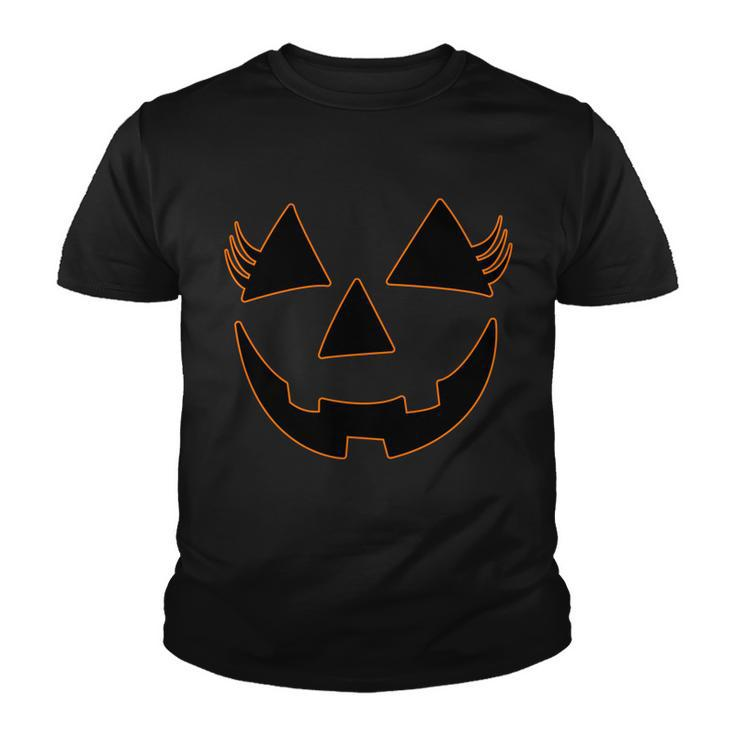 Halloween Jack-O-Lantern With Lashes Tshirt Youth T-shirt